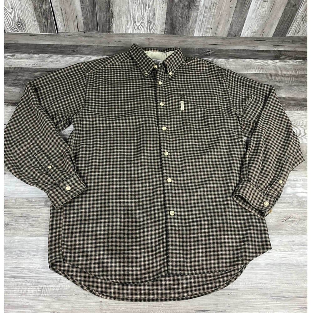 Columbia Sportswear Mens M Brown Black Houndstooth Cotton Button Down Shirt